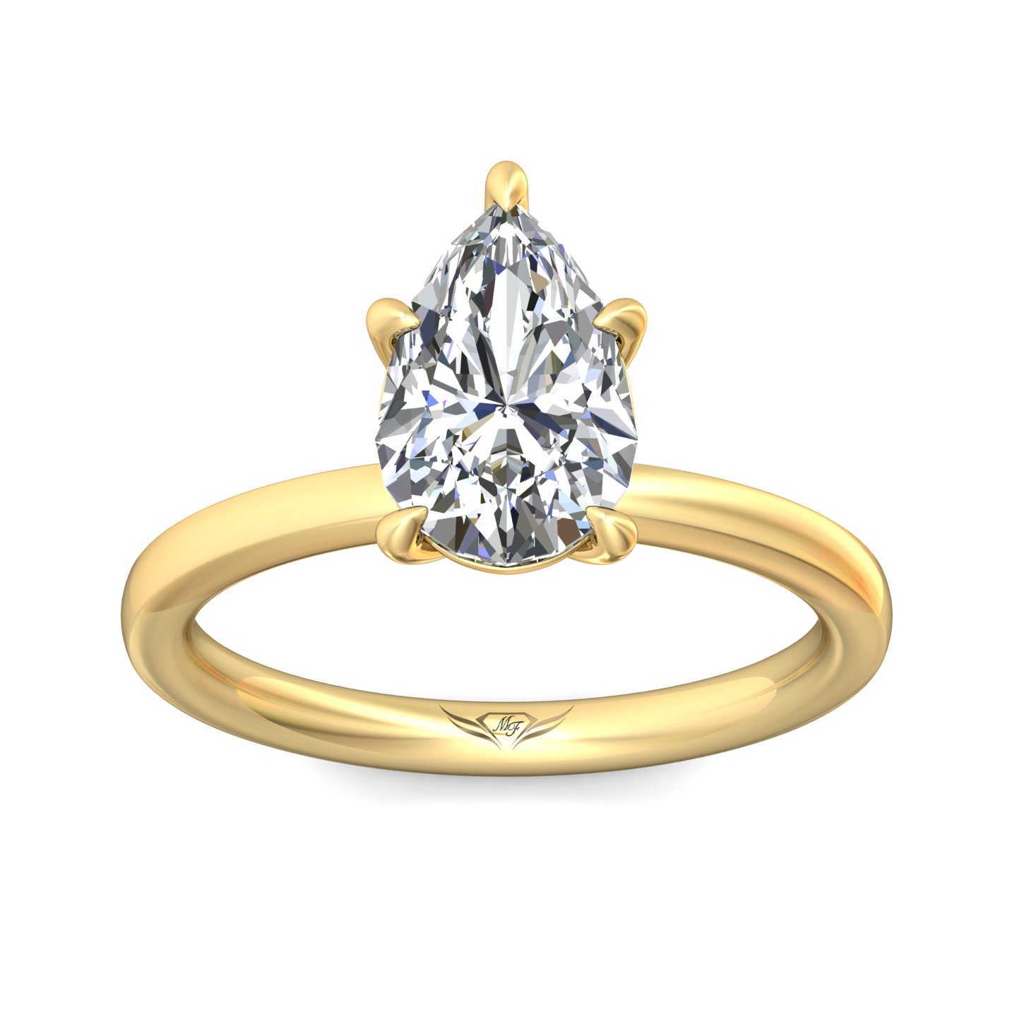 14K Yellow Gold Pear Shape Diamond Engagement Ring