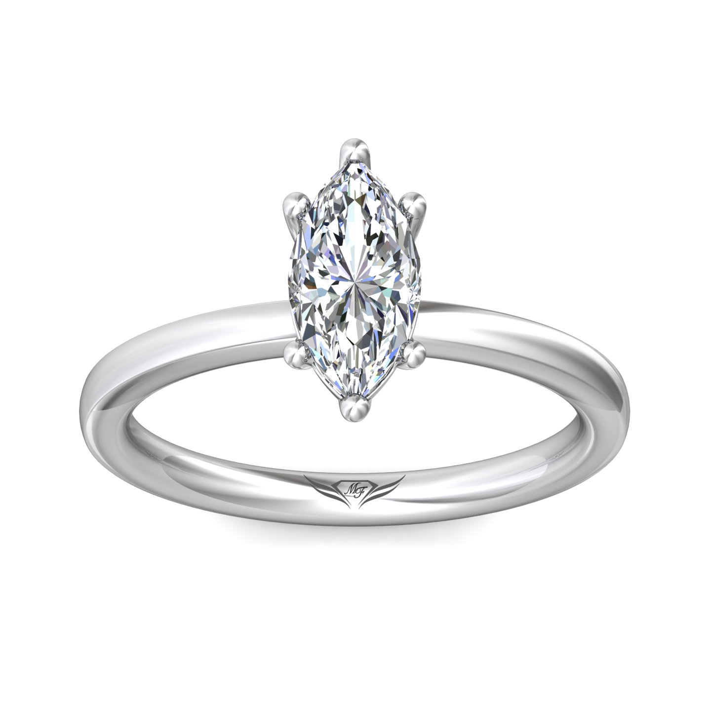 14K White Gold Marquise Diamond Engagement Ring