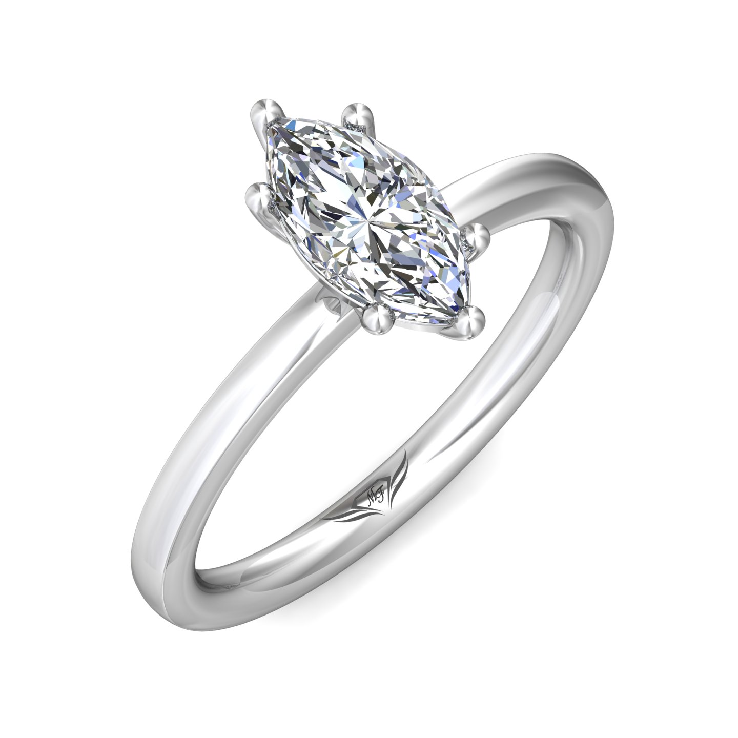 14K White Gold Marquise Diamond Engagement Ring