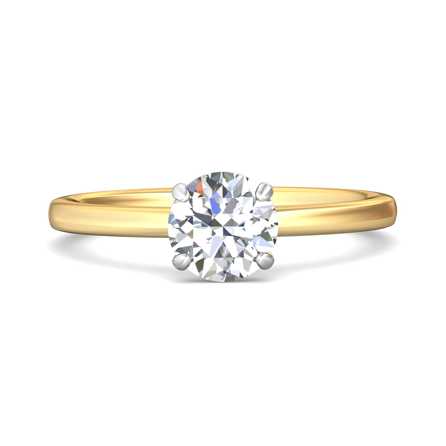 14K Yellow and White Gold Round Diamond Engagement Ring