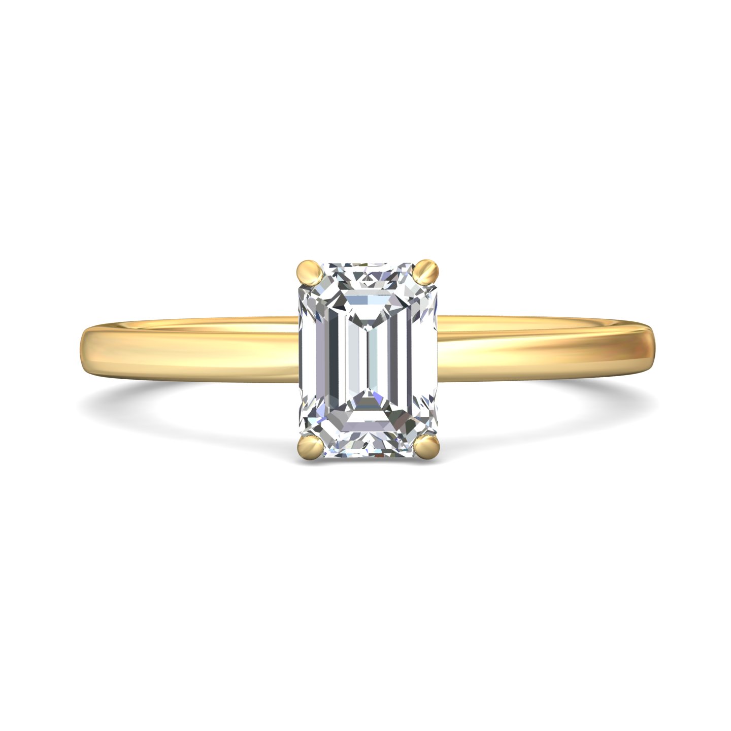 14K Yellow Gold Emerald Cut Diamond Engagement Ring