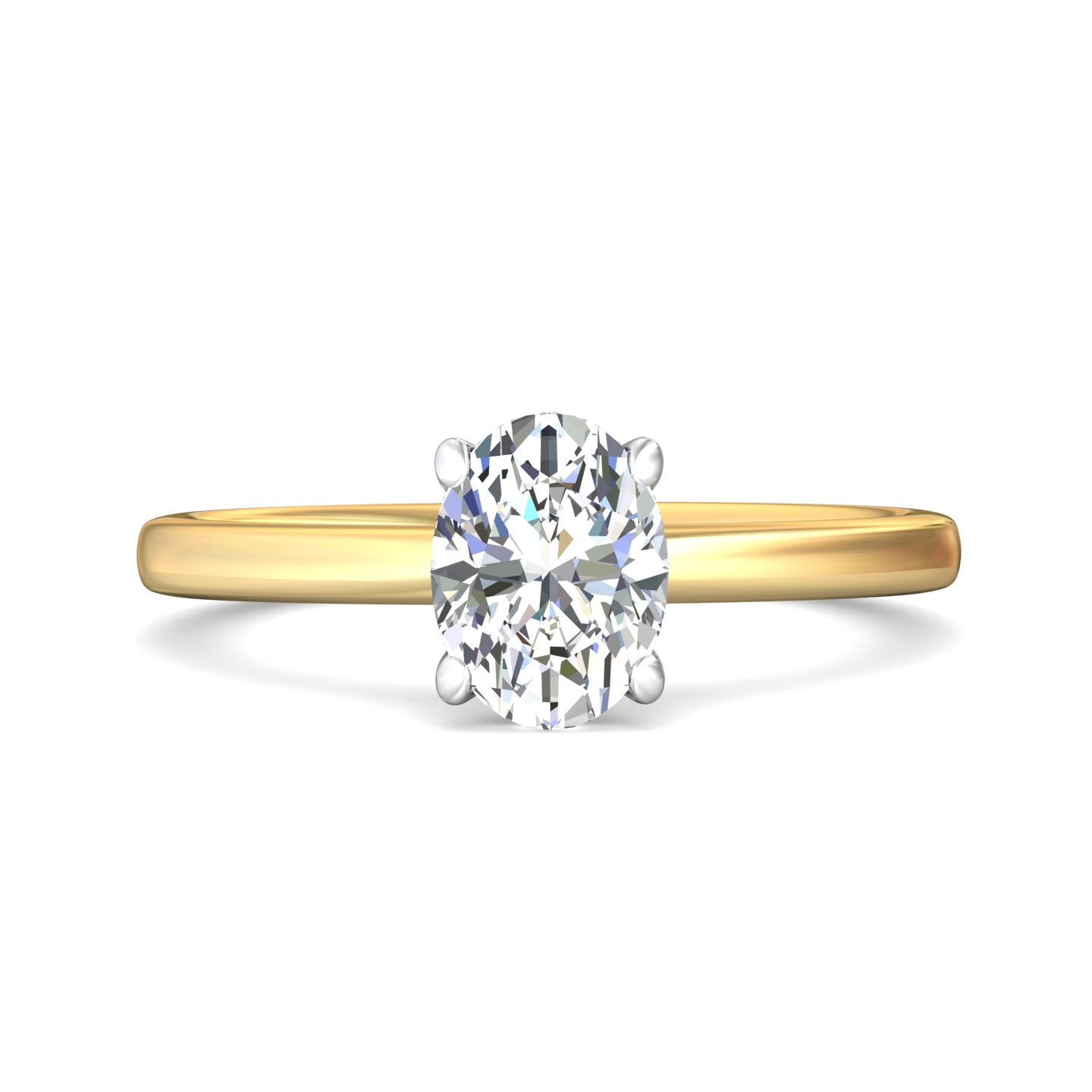 14K Yellow and White Gold Oval Diamond Engagement Ring