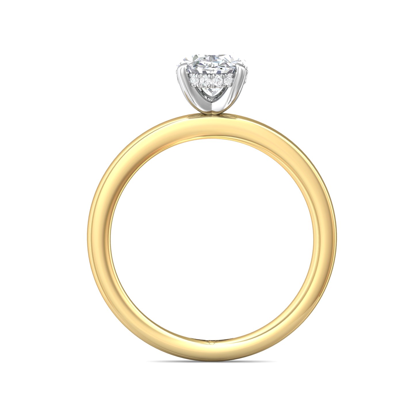 14K Yellow and White Gold Oval Diamond Engagement Ring