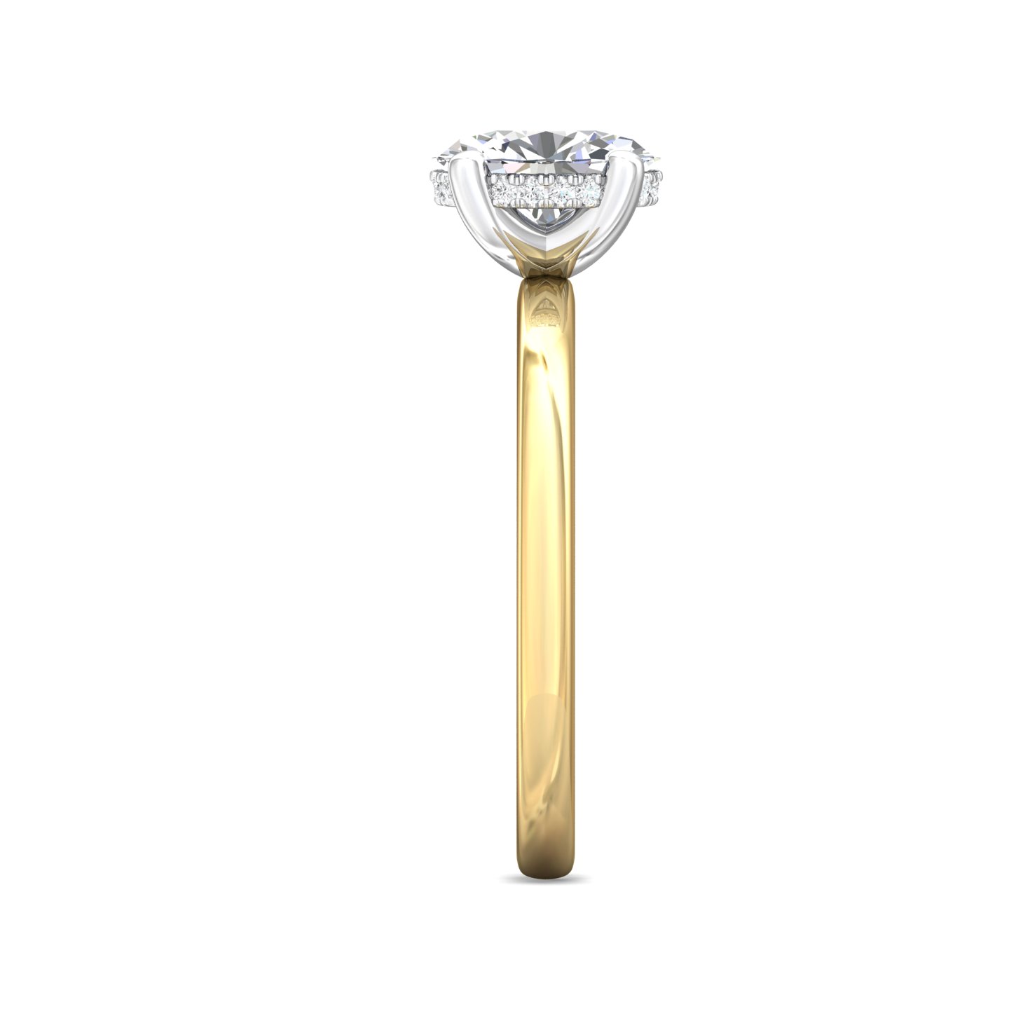 14K Yellow and White Gold Oval Diamond Engagement Ring