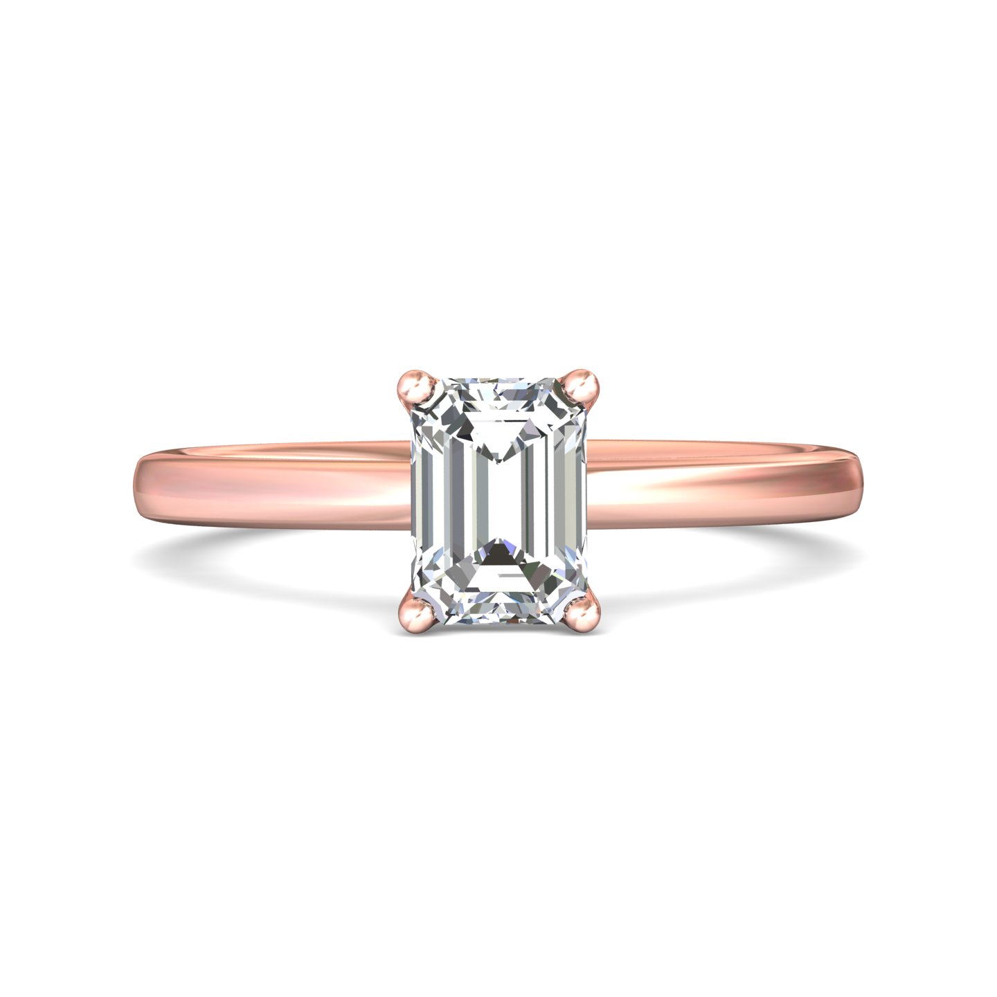 14K Rose Gold Emerald Cut Diamond Engagement Ring
