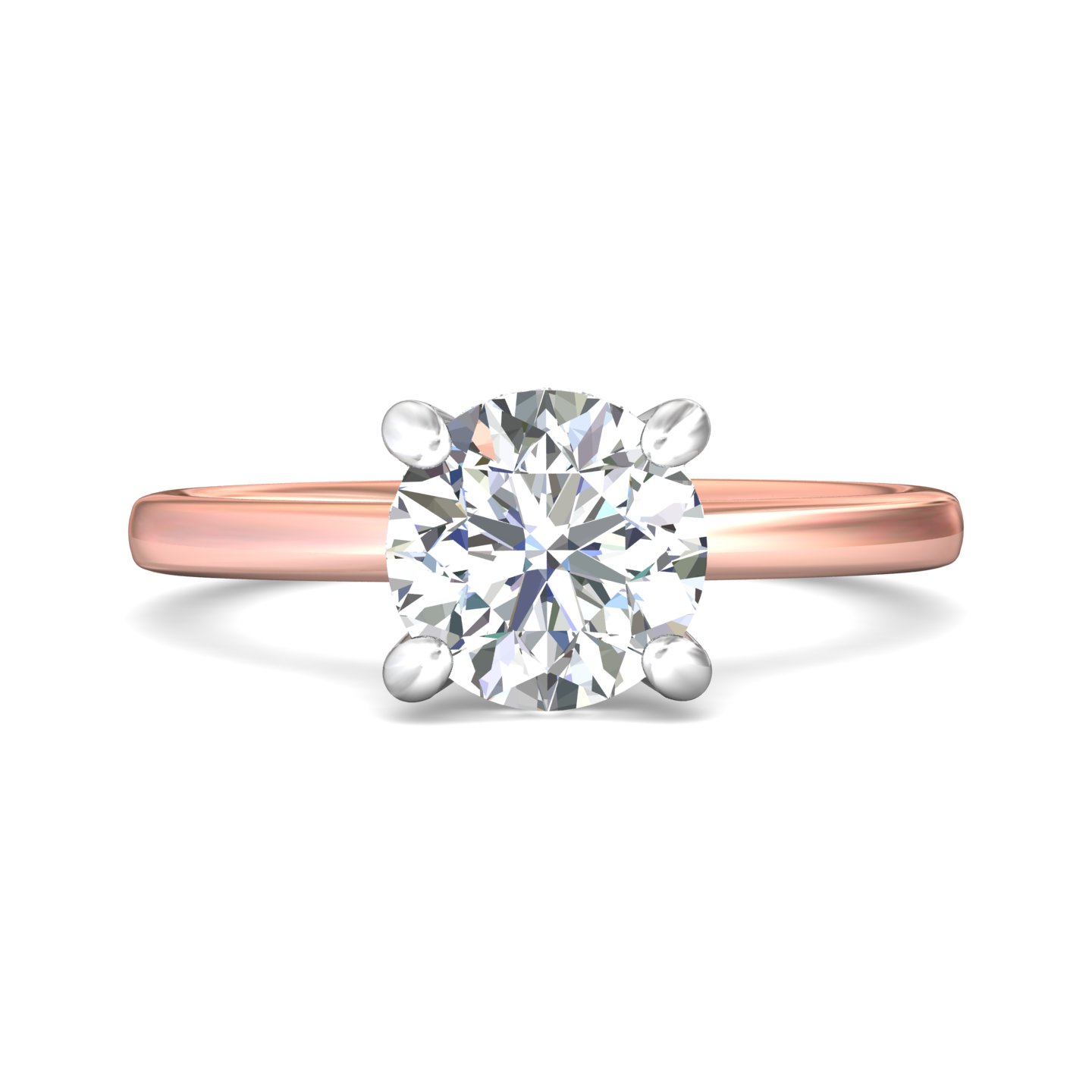 14K Rose Gold and Platinum Round Diamond Engagement Ring