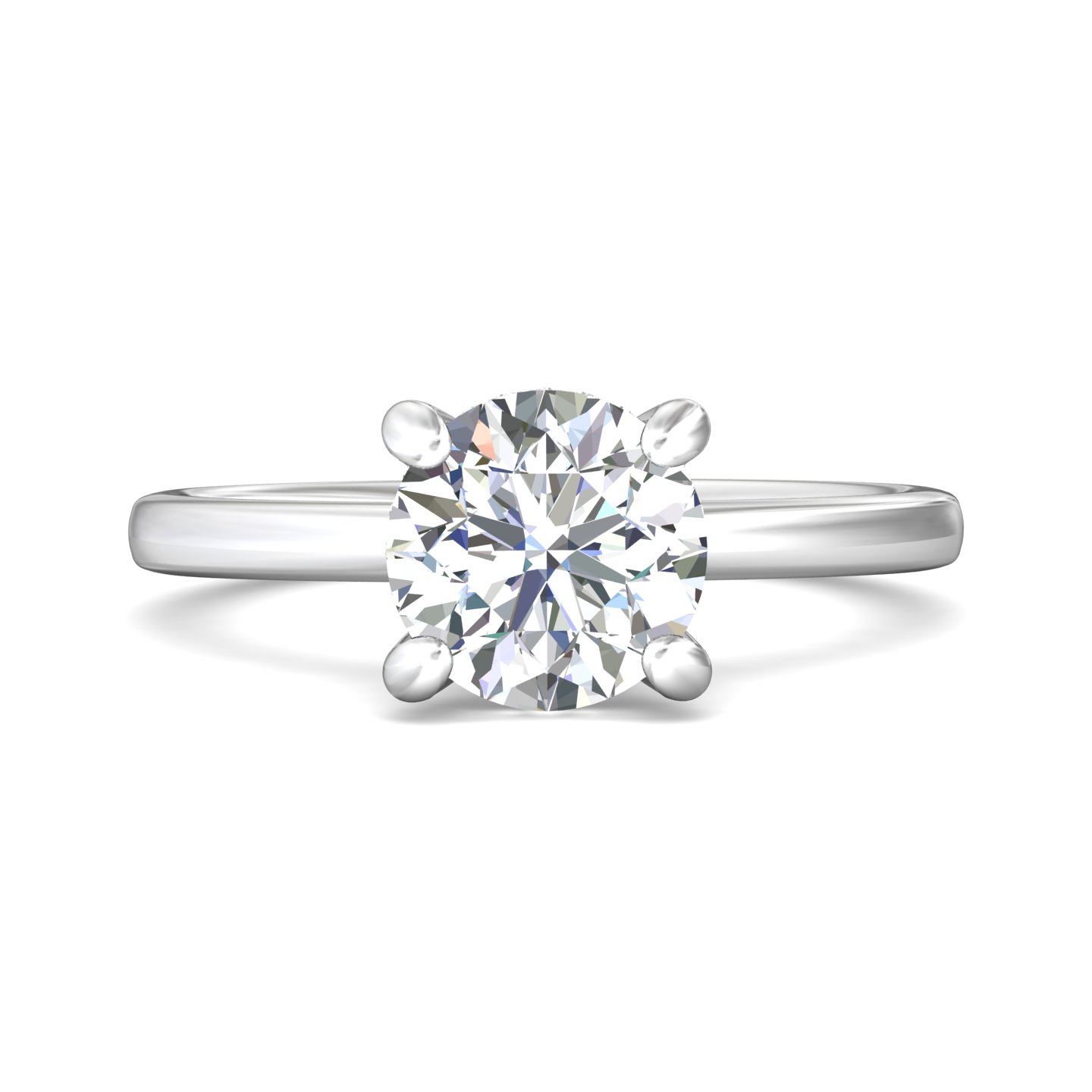 14K White Gold Round Diamond Engagement Ring