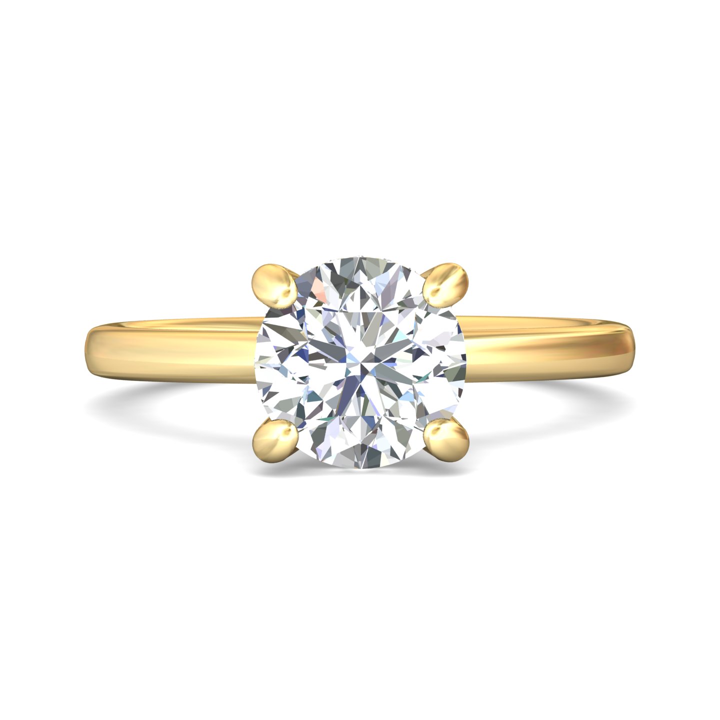 18K Yellow Gold Round Diamond Engagement Ring