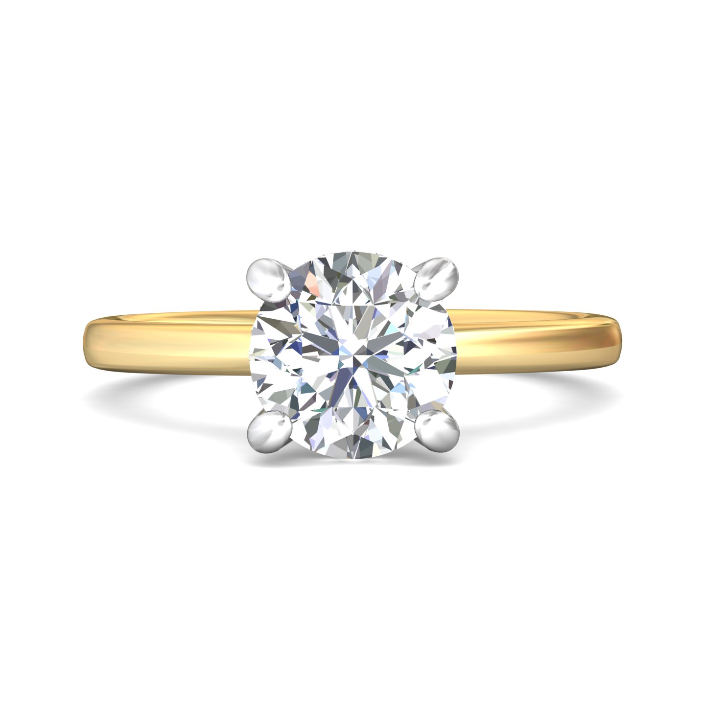 14K Yellow and White Gold Round Diamond Engagement Ring