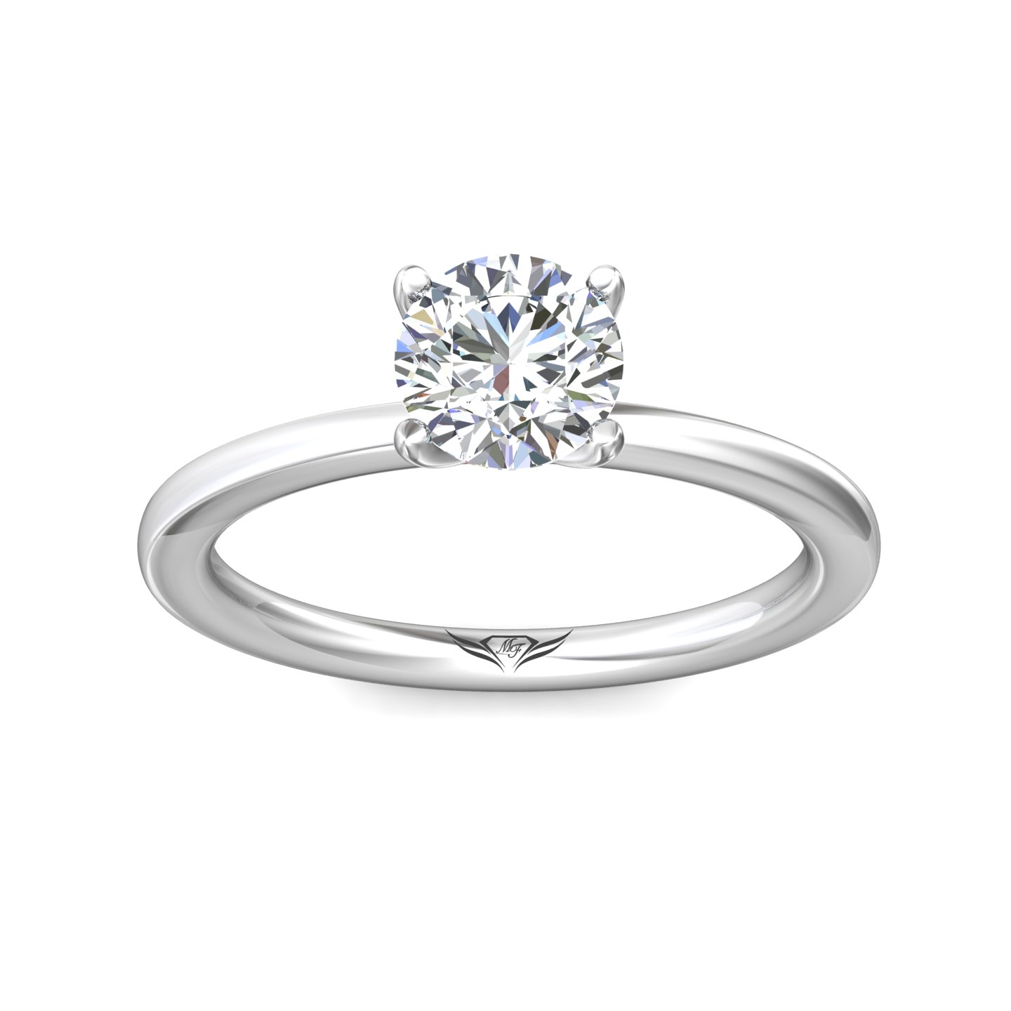 14K White Gold Round Diamond Engagement Ring