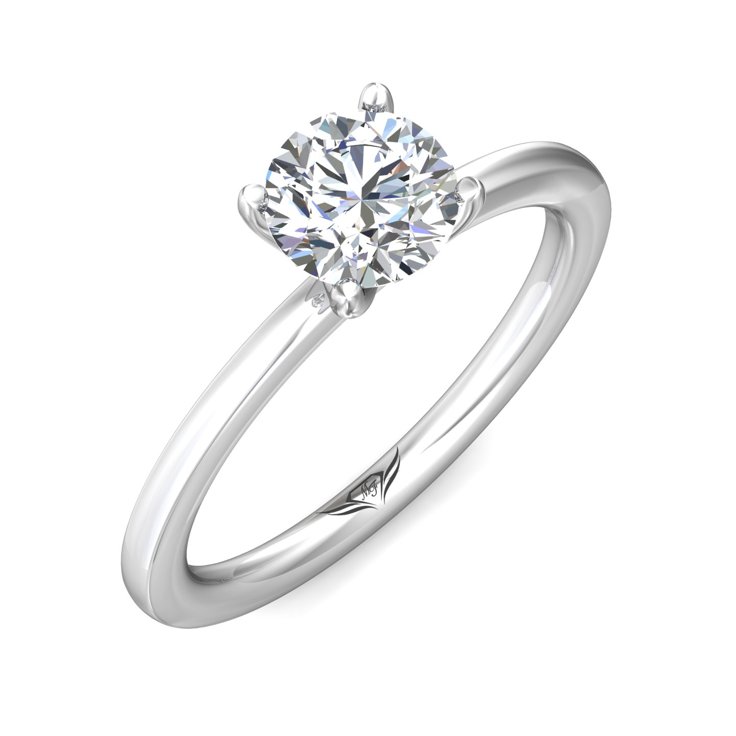 14K White Gold Round Diamond Engagement Ring