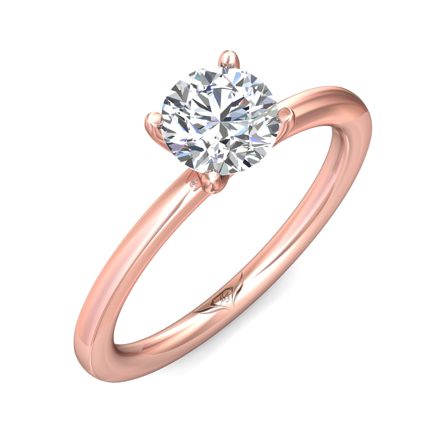 14K Rose Gold Round Diamond Engagement Ring