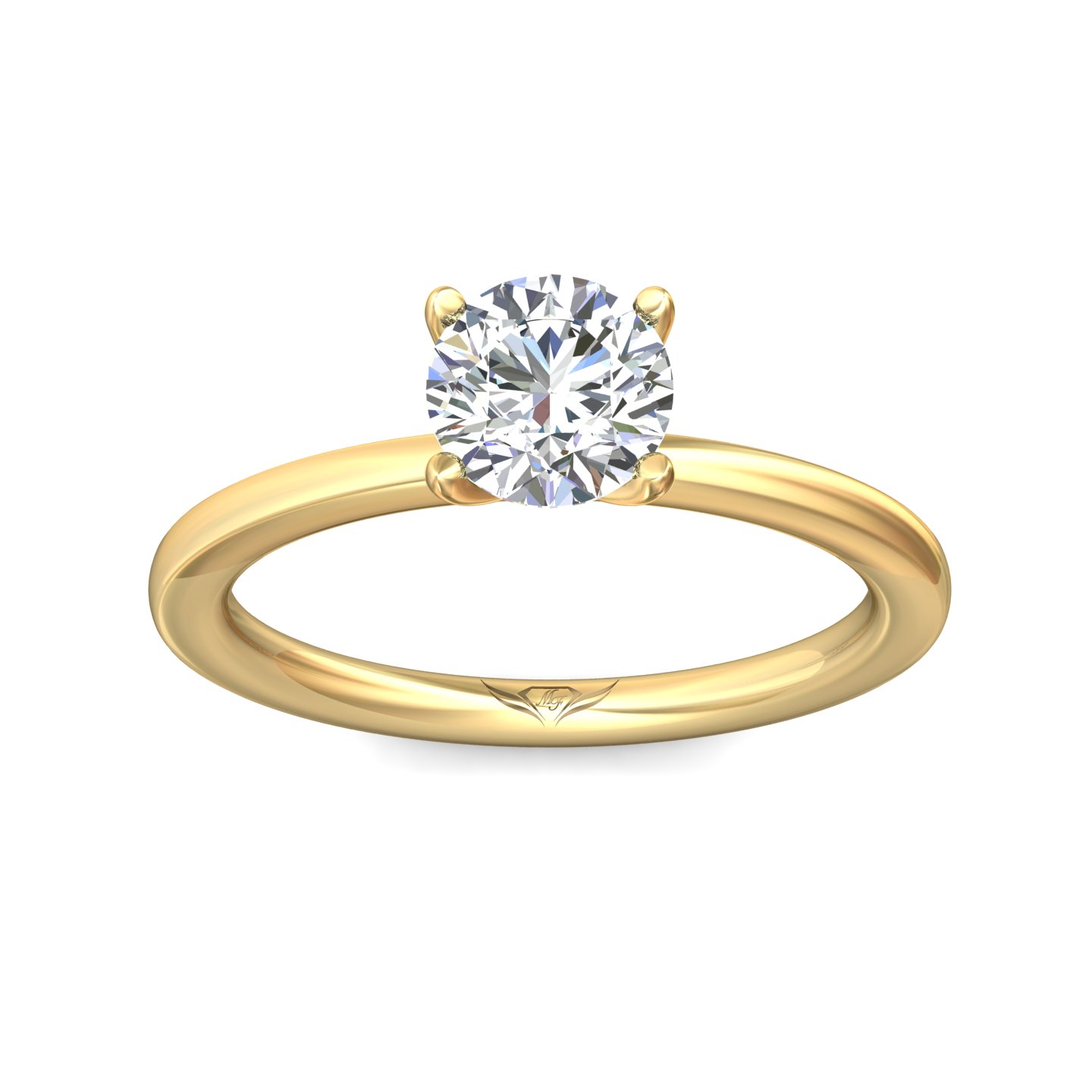 14K Yellow Gold Round Diamond Engagement Ring