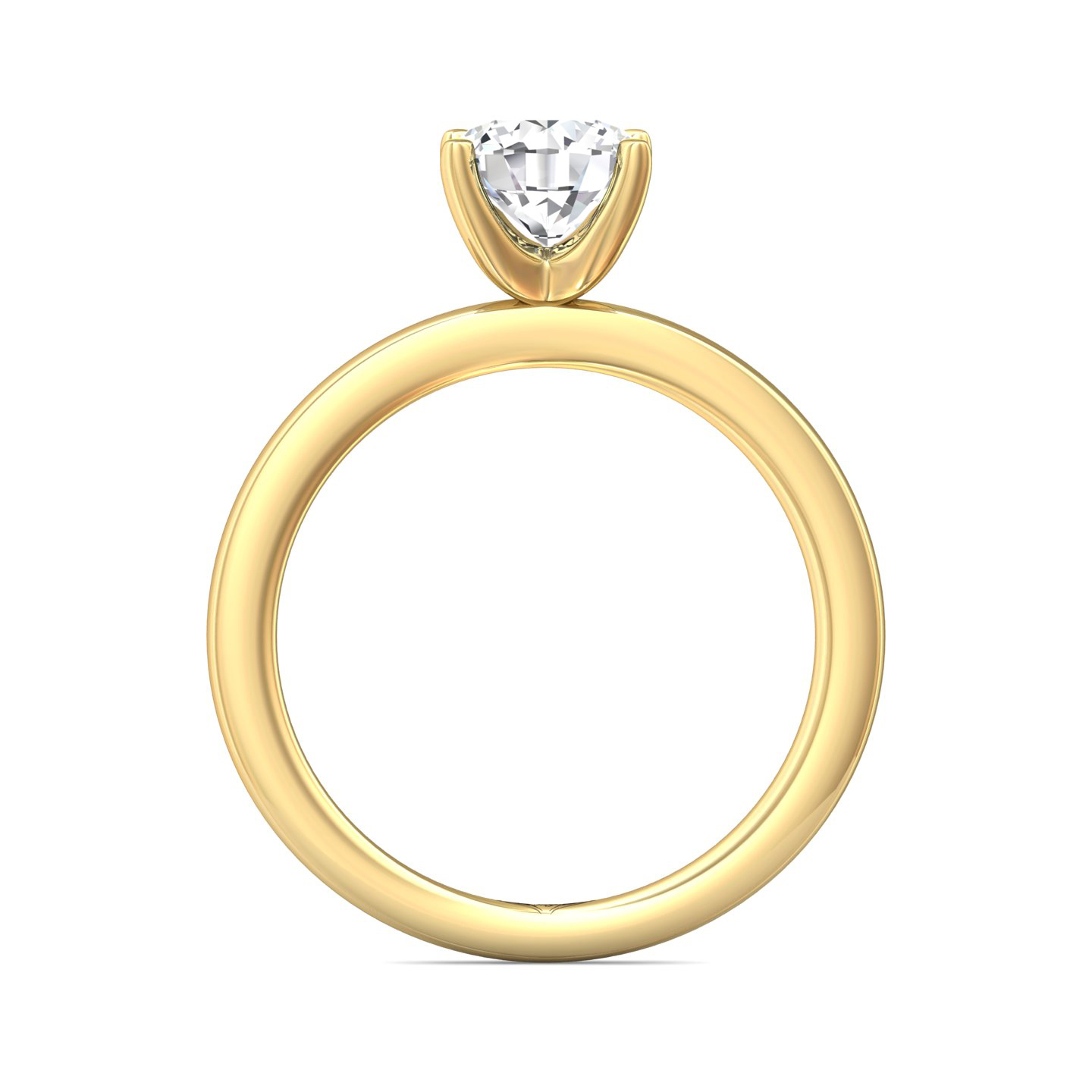 14K Yellow Gold Round Diamond Engagement Ring