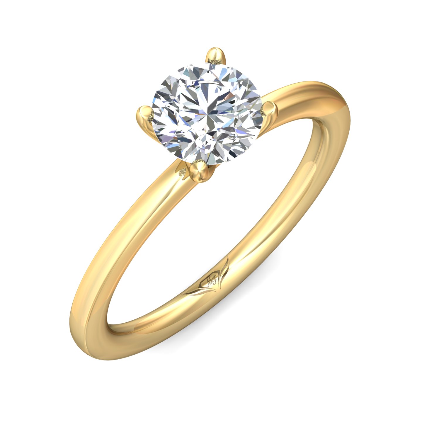 14K Yellow Gold Round Diamond Engagement Ring