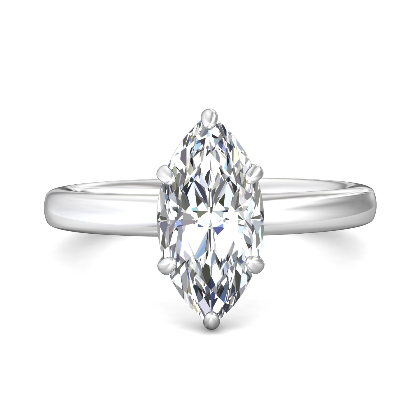 14K White Gold Marquise Diamond Engagement Ring