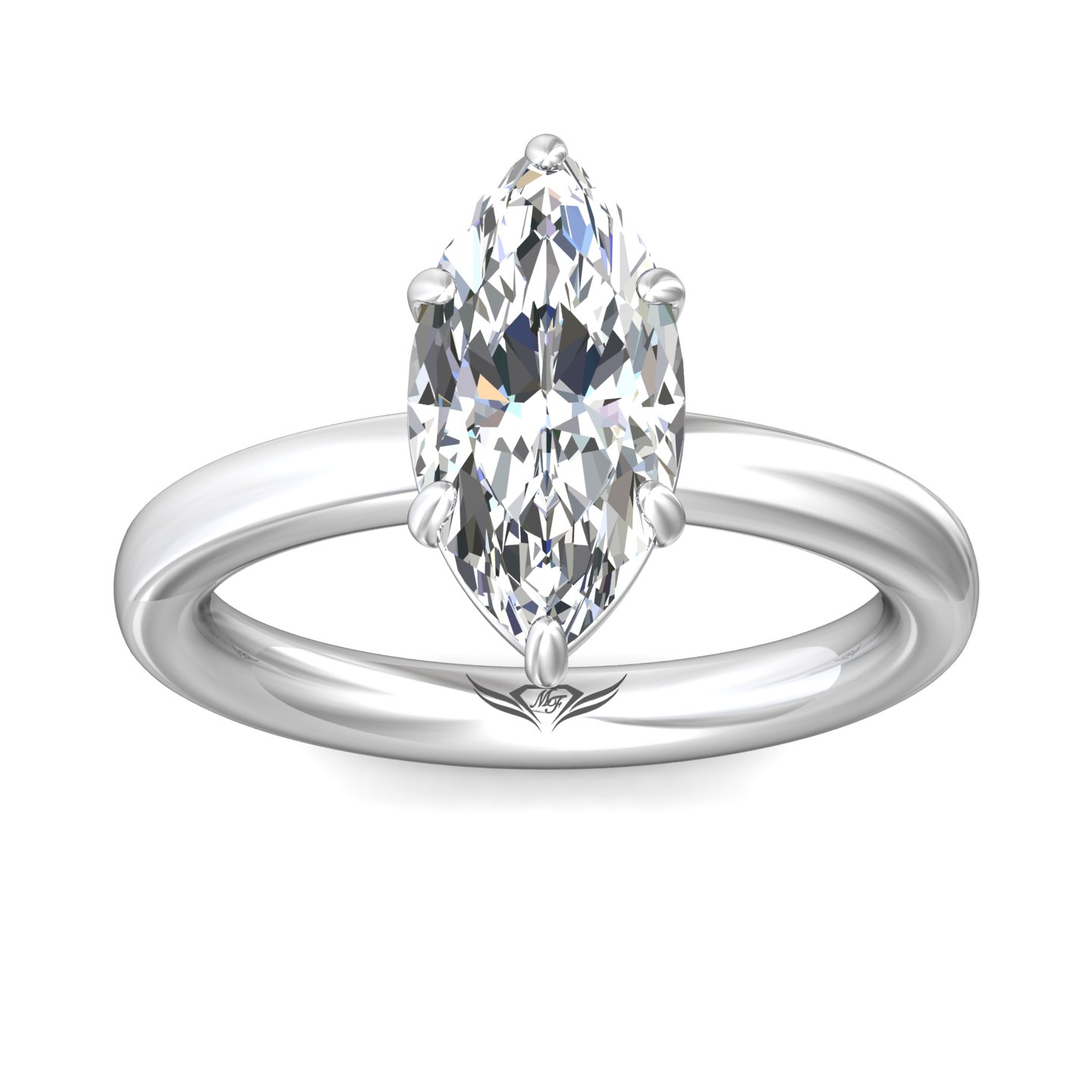 14K White Gold Marquise Diamond Engagement Ring