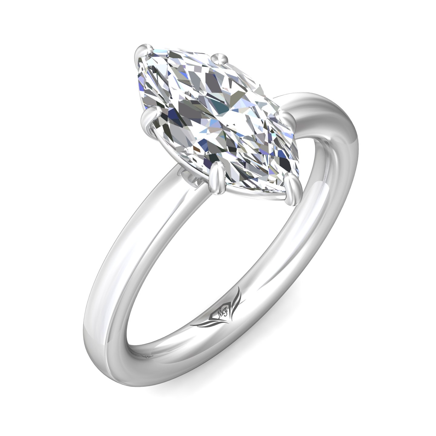 14K White Gold Marquise Diamond Engagement Ring