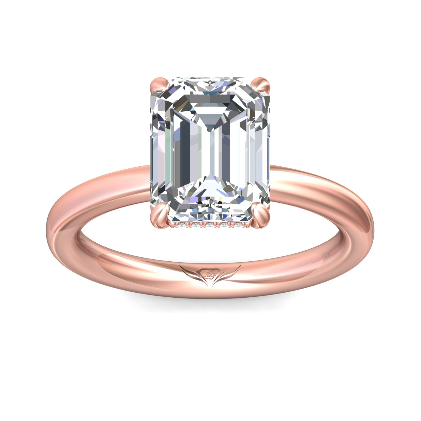 14K Rose Gold Emerald Cut Diamond Engagement Ring