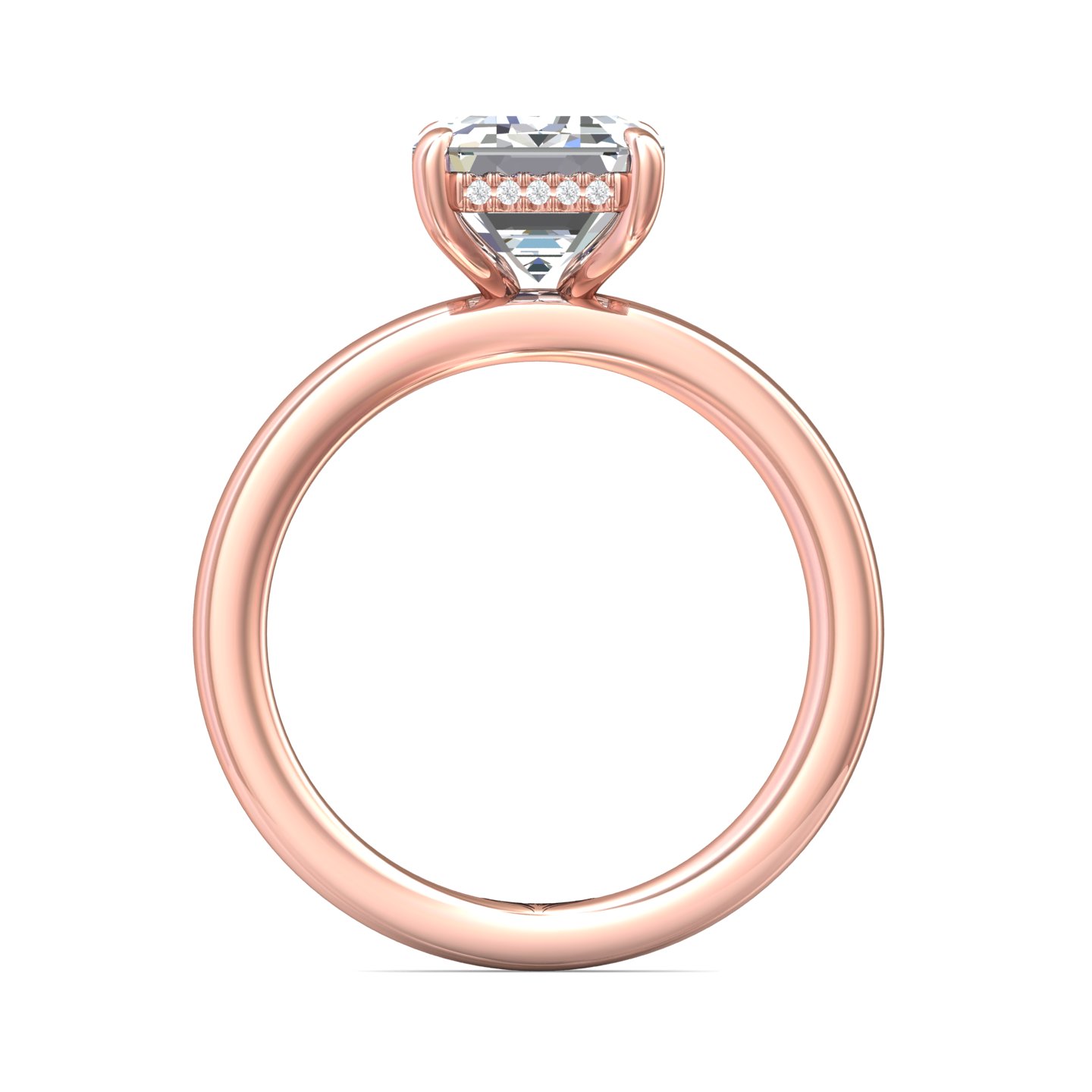 14K Rose Gold Emerald Cut Diamond Engagement Ring