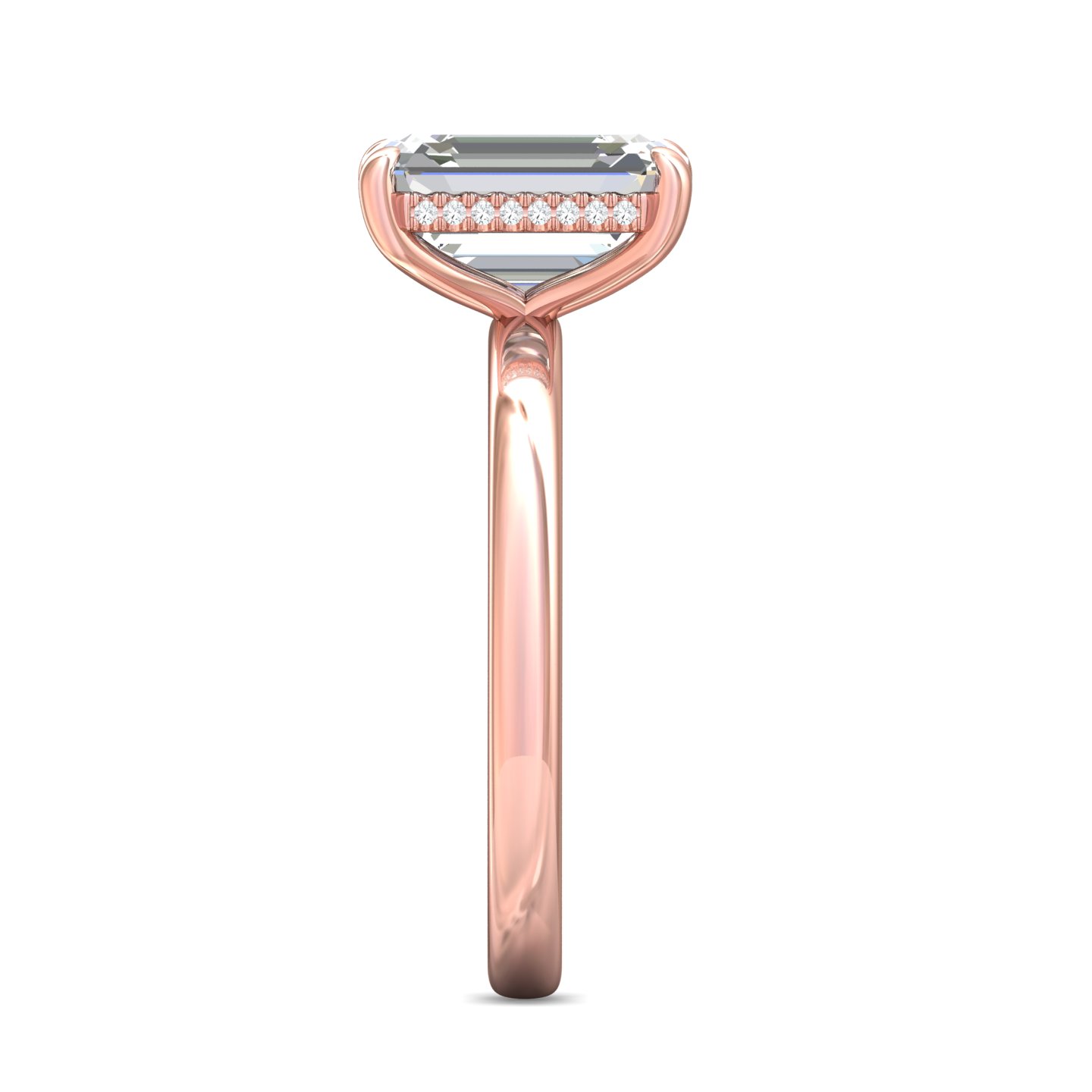 14K Rose Gold Emerald Cut Diamond Engagement Ring