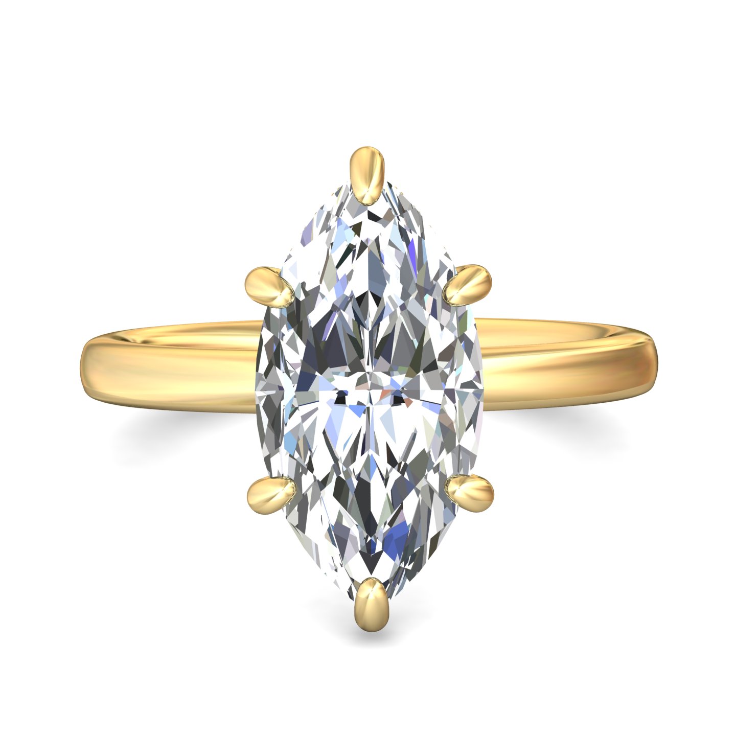 14K Yellow Gold Marquise Diamond Engagement Ring