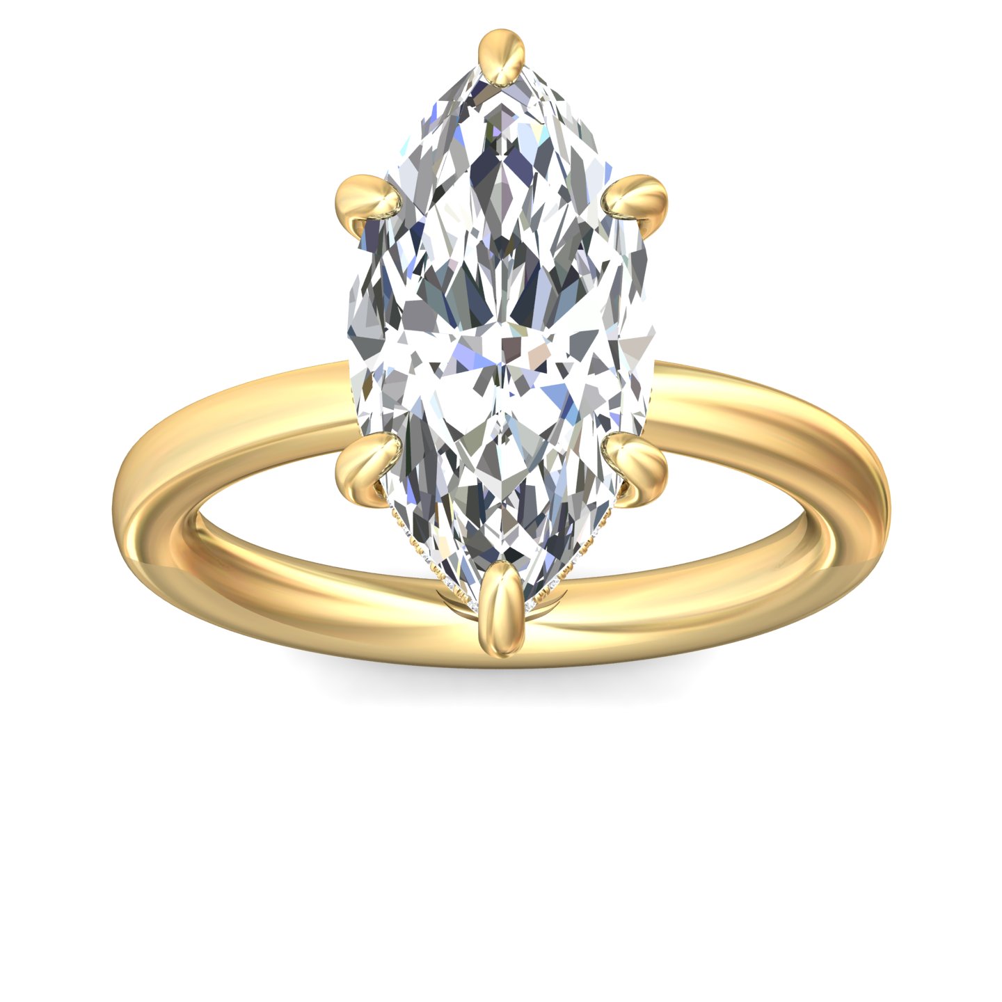 14K Yellow Gold Marquise Diamond Engagement Ring