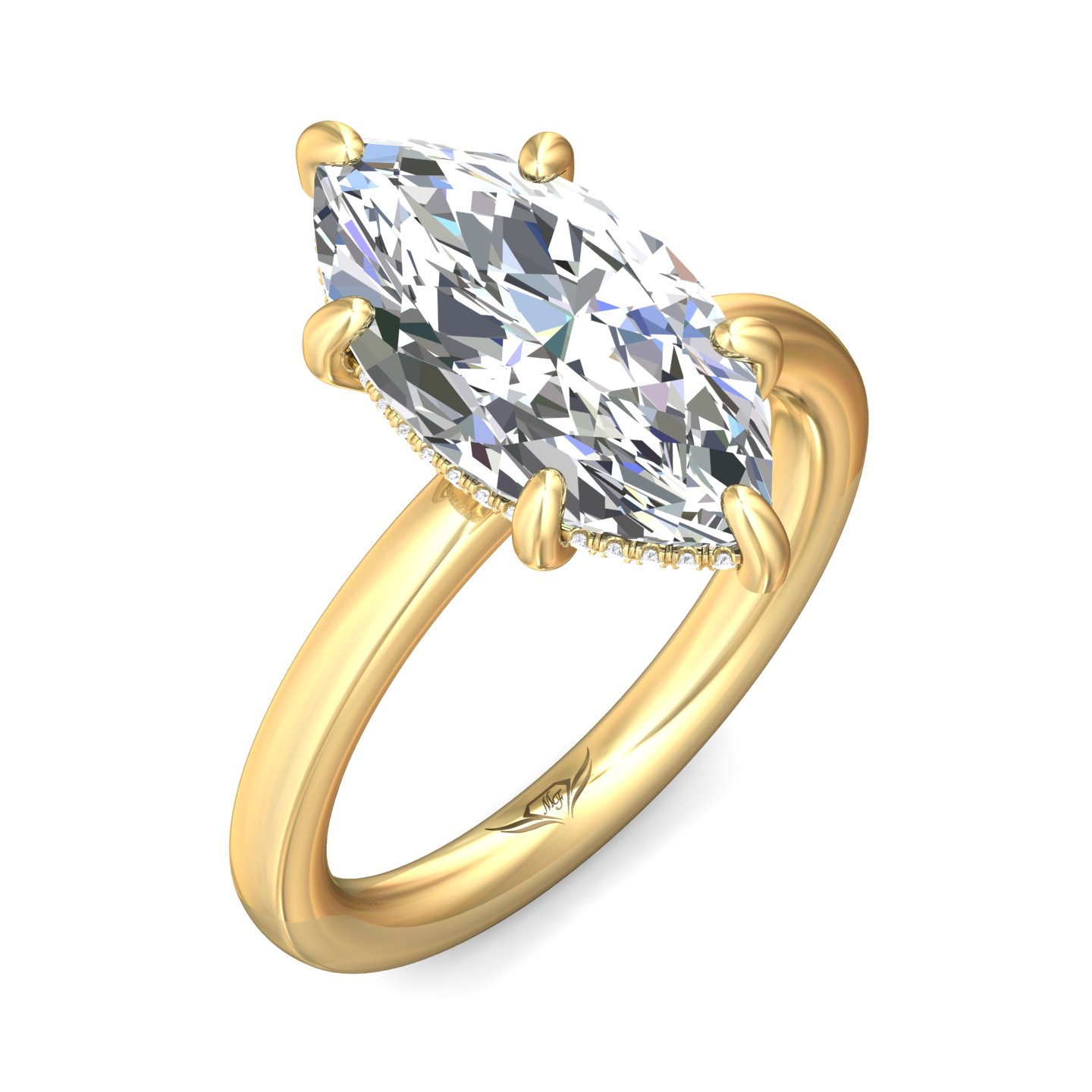 14K Yellow Gold Marquise Diamond Engagement Ring