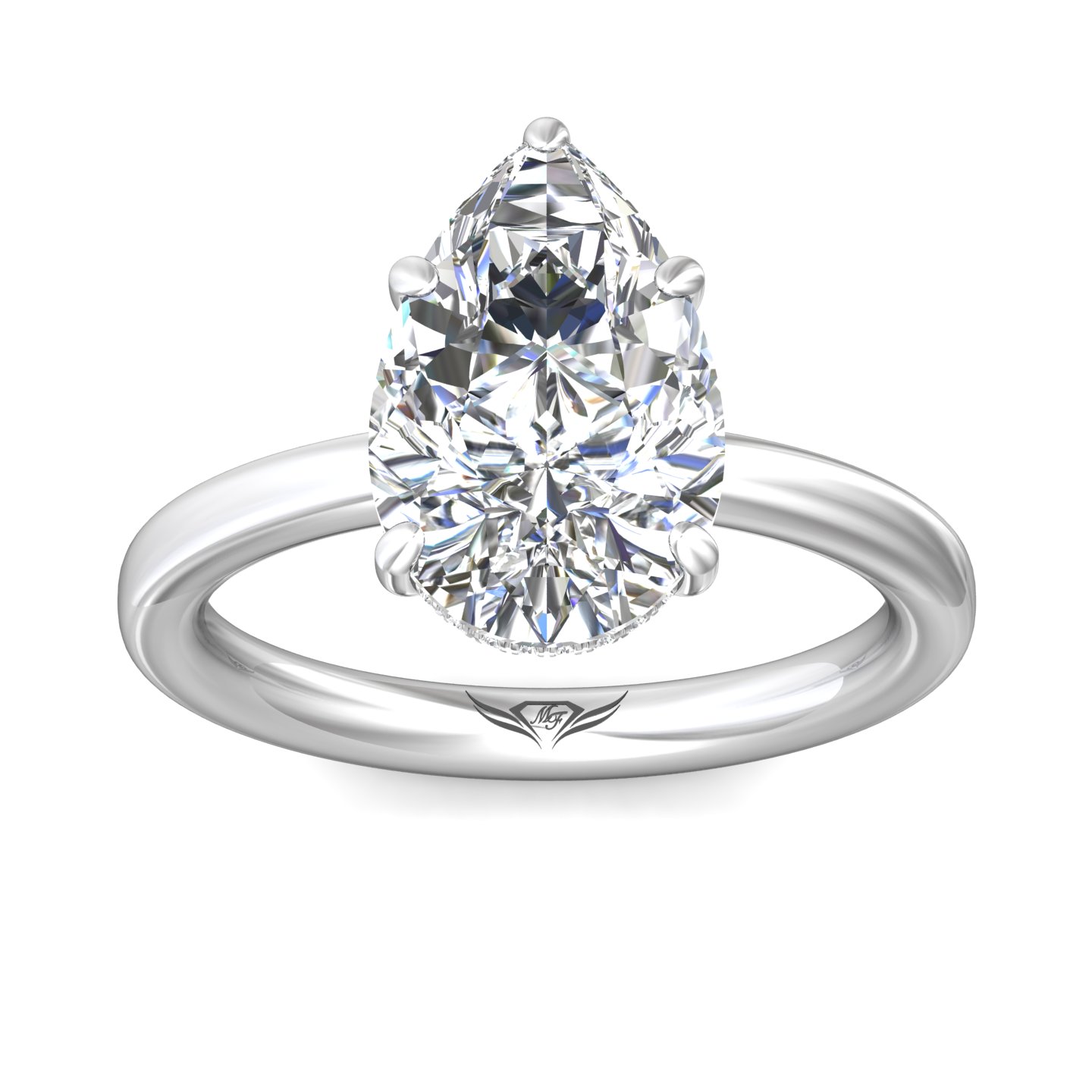 18K White Gold Pear Shape Diamond Engagement Ring