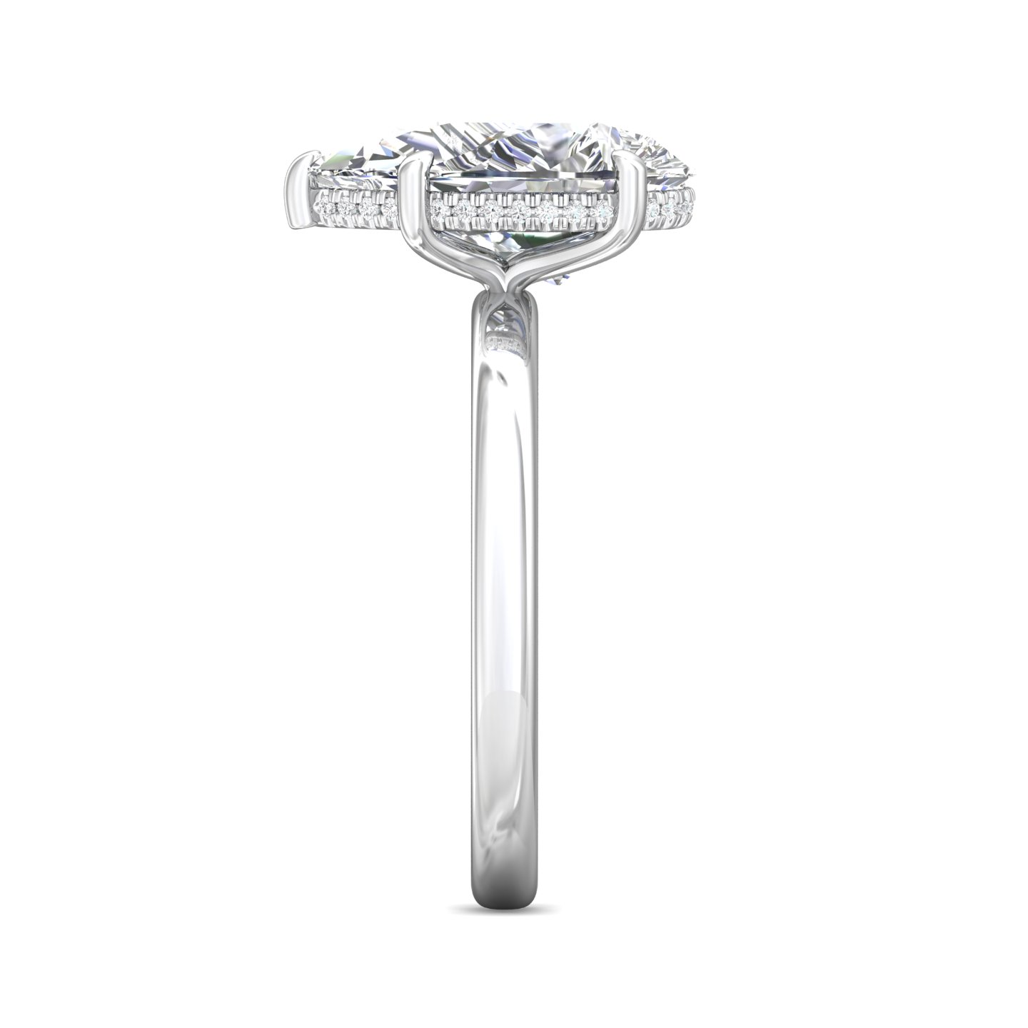 18K White Gold Pear Shape Diamond Engagement Ring