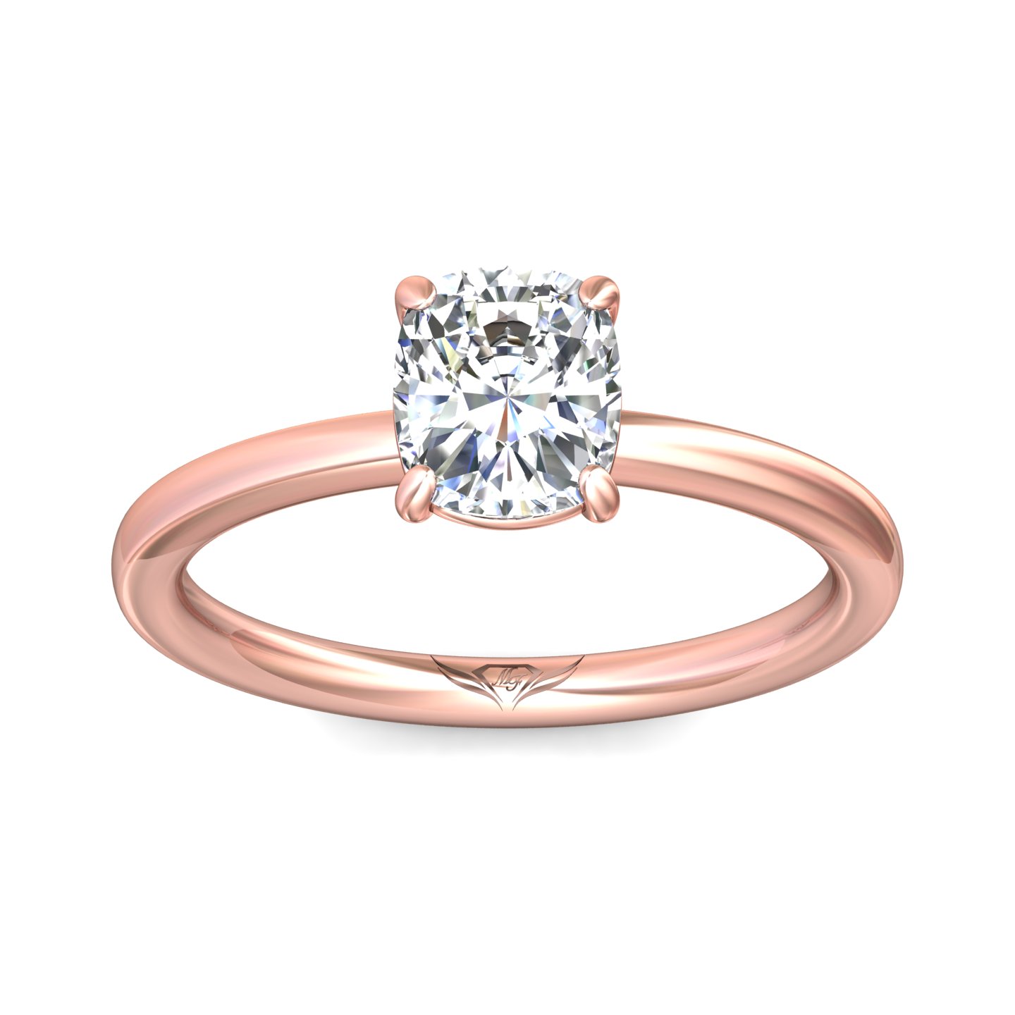 18K Rose Gold Cushion Diamond Engagement Ring