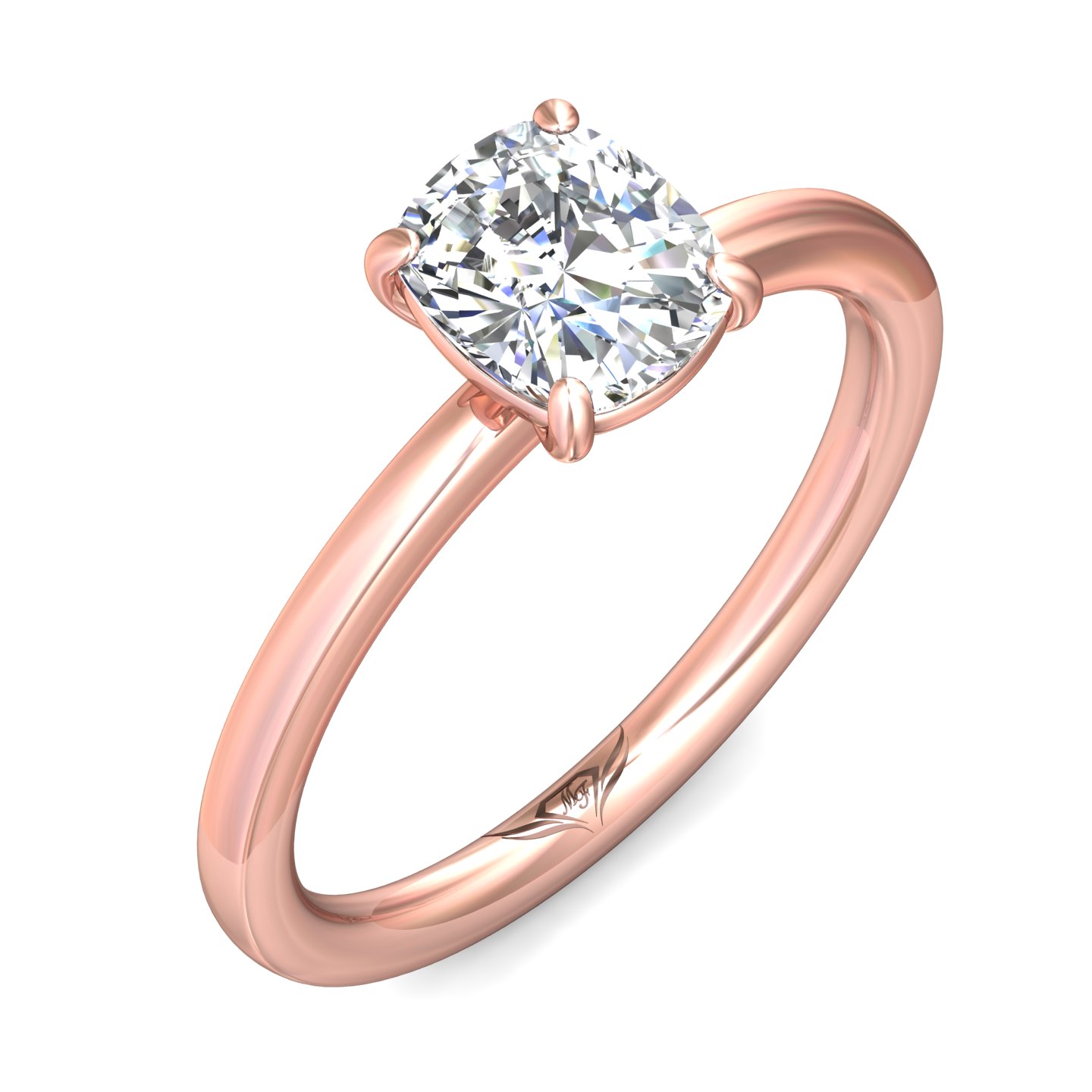 18K Rose Gold Cushion Diamond Engagement Ring