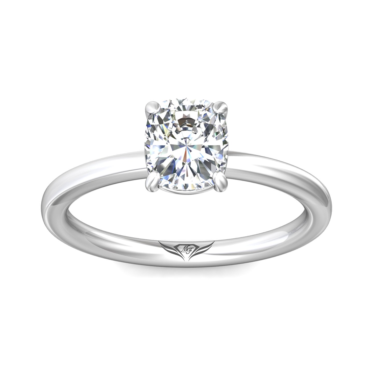 14K White Gold Cushion Diamond Engagement Ring