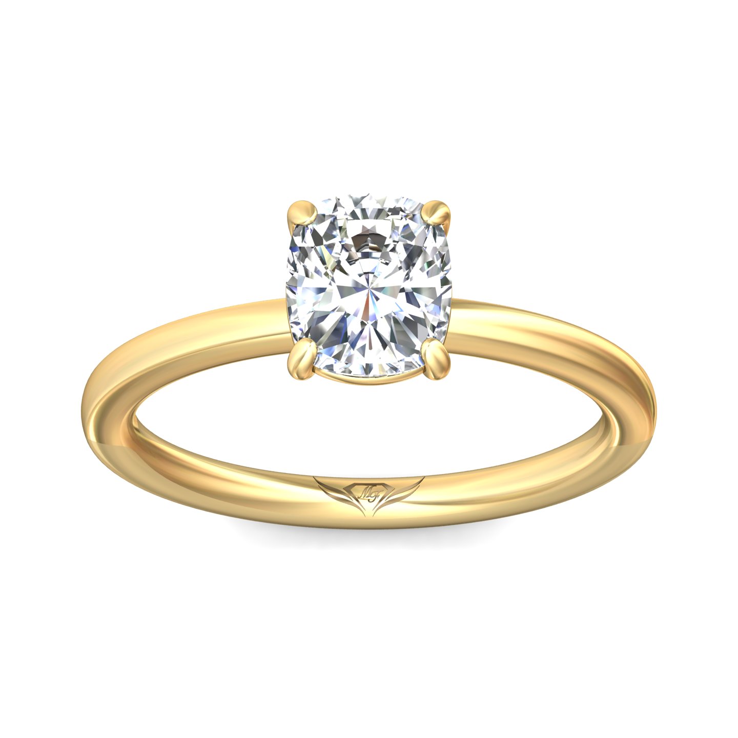 14K Yellow Gold Cushion Diamond Engagement Ring
