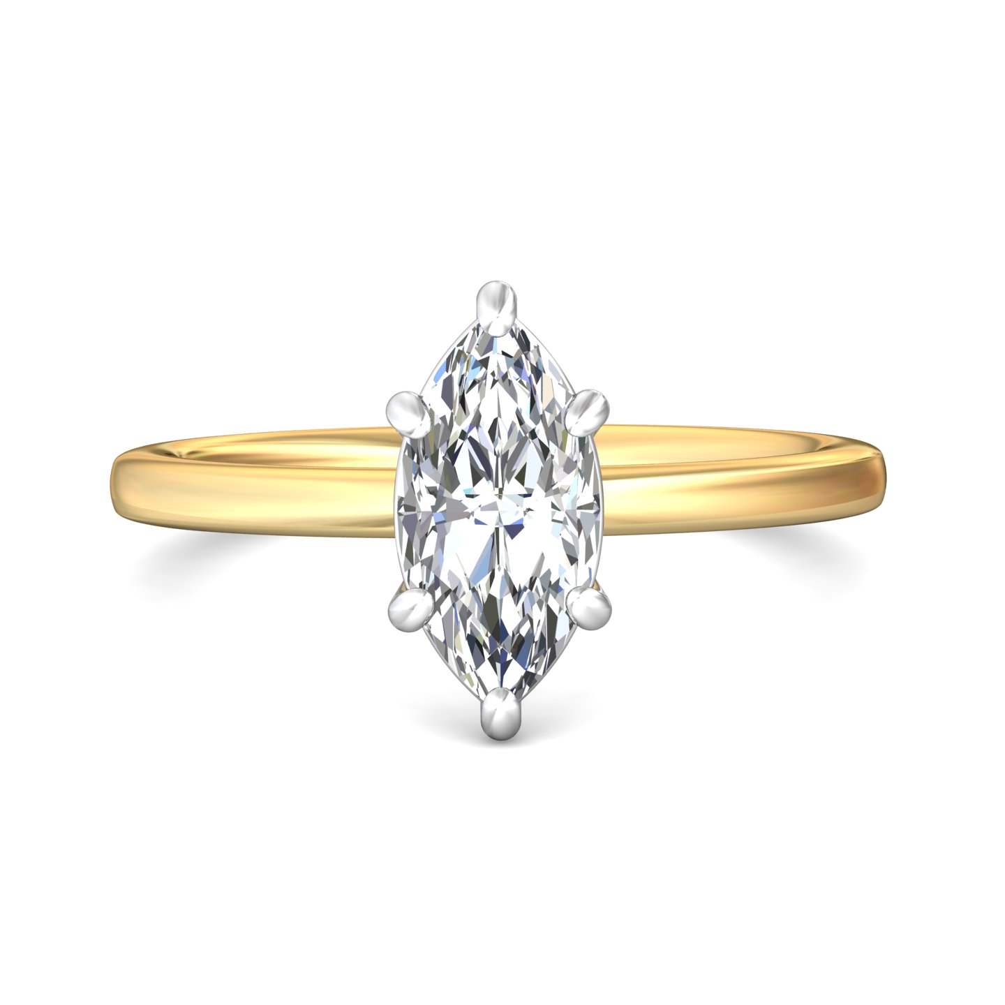 18K Yellow Gold and Platinum Marquise Diamond Engagement Ring