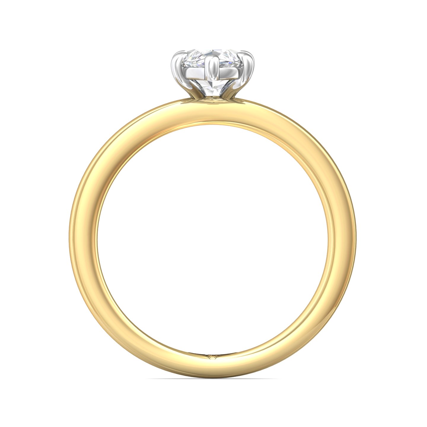 18K Yellow Gold and Platinum Marquise Diamond Engagement Ring