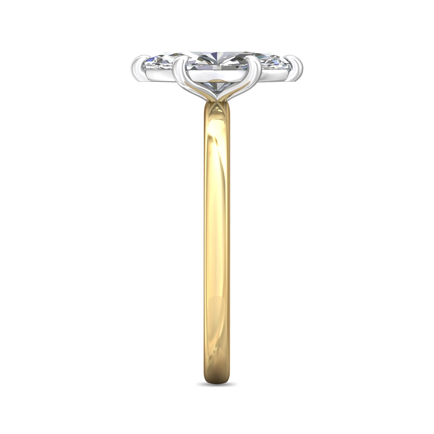 18K Yellow Gold and Platinum Marquise Diamond Engagement Ring