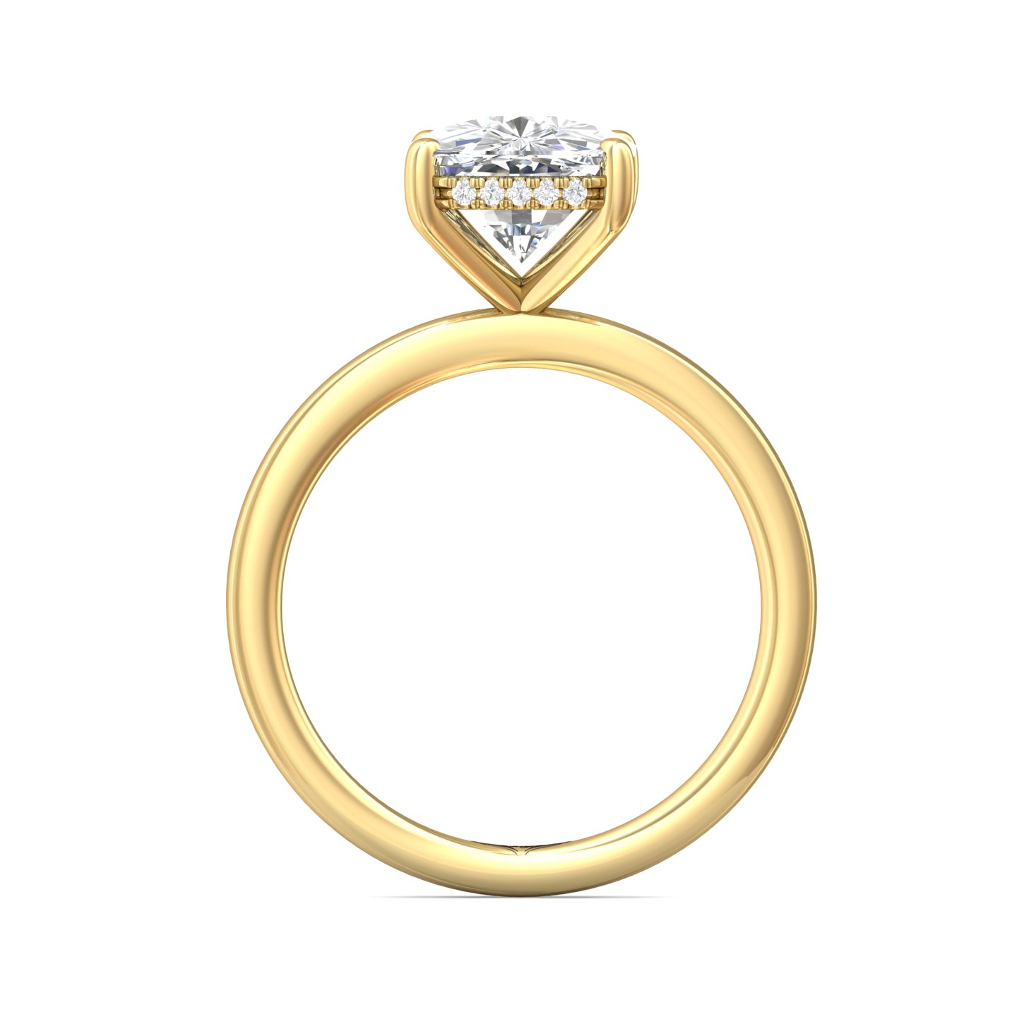 14K Yellow Gold Cushion Diamond Engagement Ring