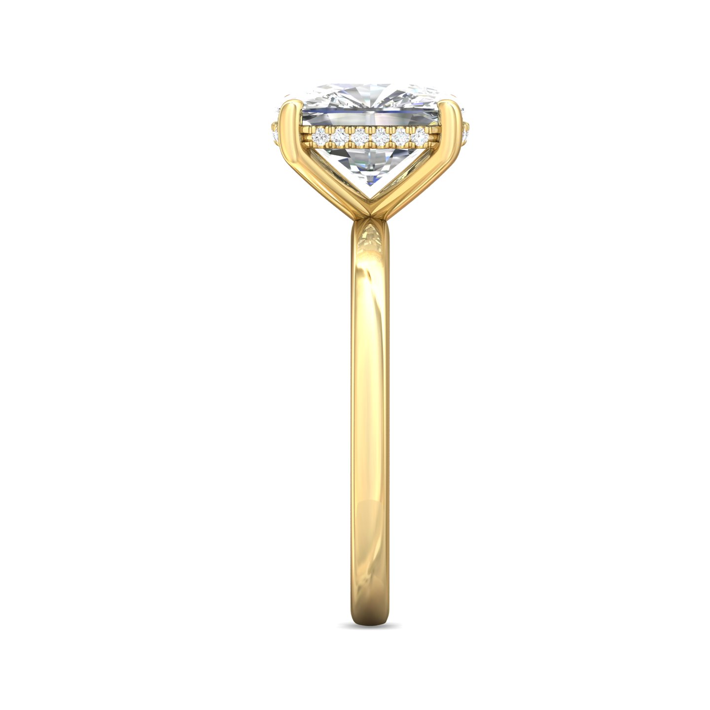 14K Yellow Gold Cushion Diamond Engagement Ring