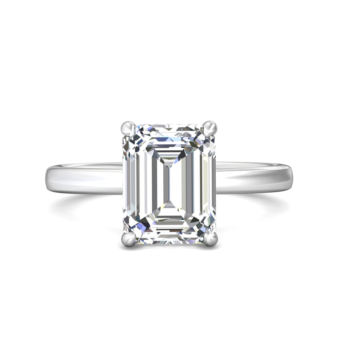 14K White Gold Emerald Cut Diamond Engagement Ring