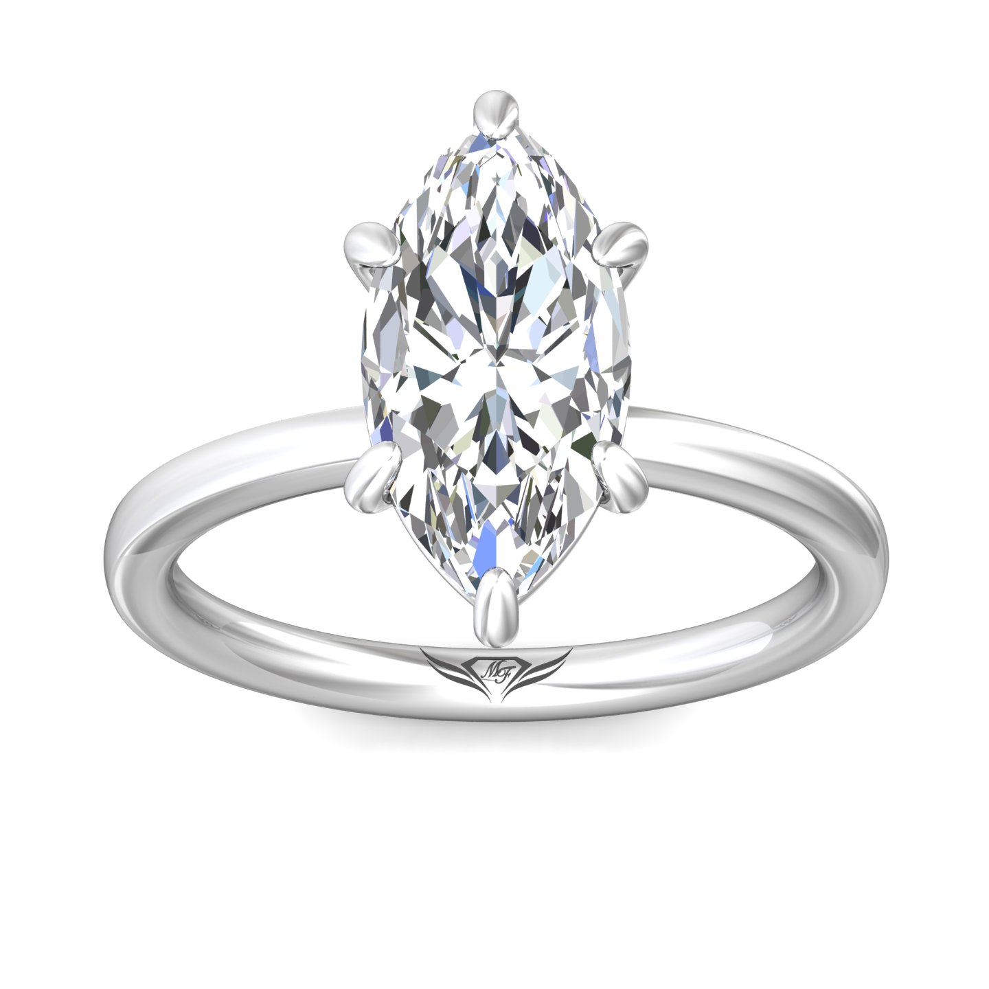 14K White Gold Marquise Diamond Engagement Ring