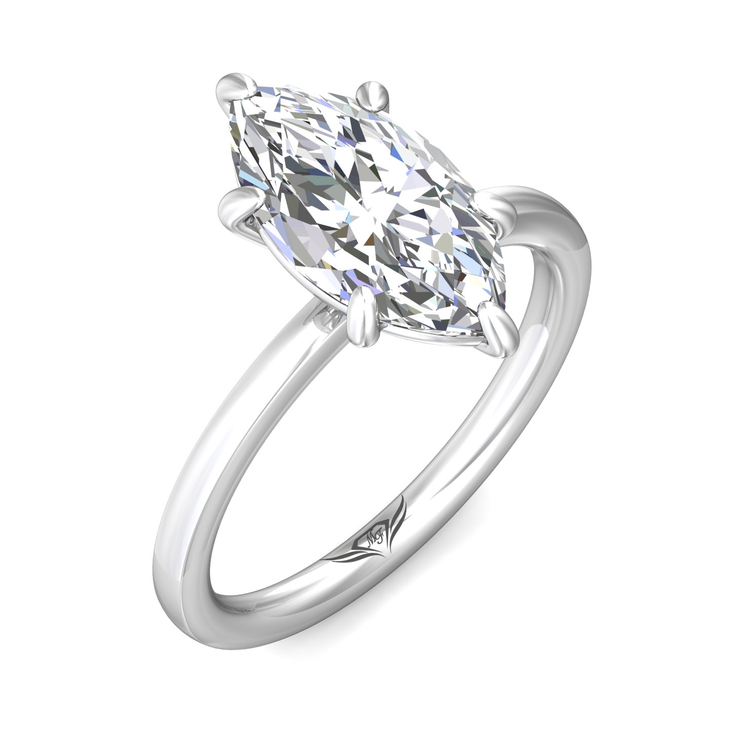 14K White Gold Marquise Diamond Engagement Ring