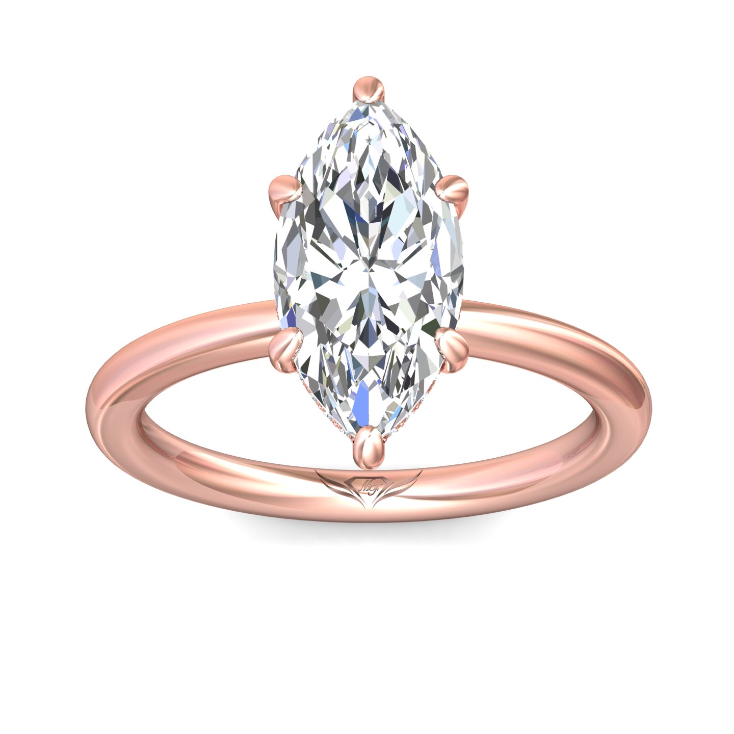 14K Rose Gold Marquise Diamond Engagement Ring