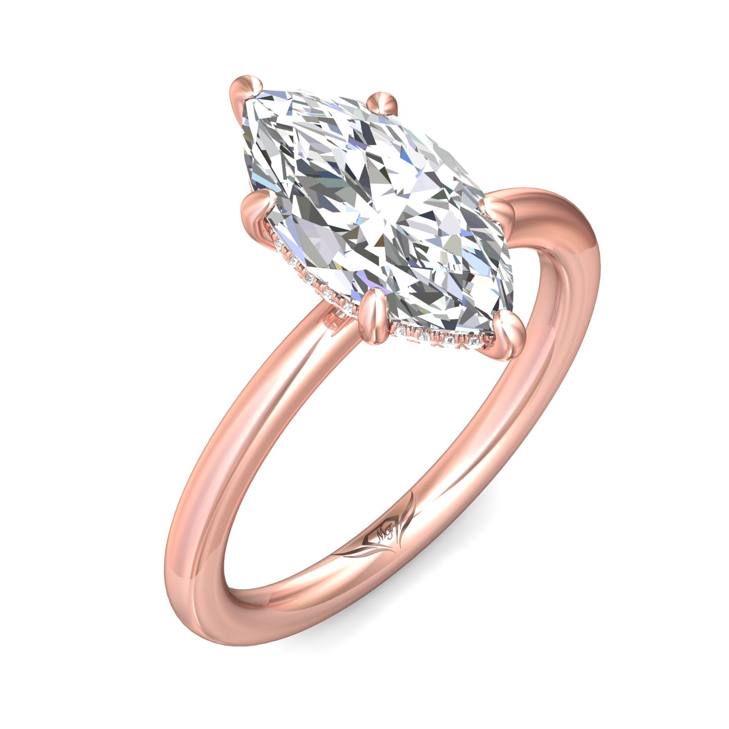 14K Rose Gold Marquise Diamond Engagement Ring