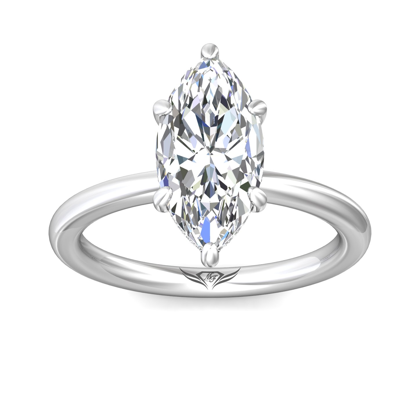 14K White Gold Marquise Diamond Engagement Ring