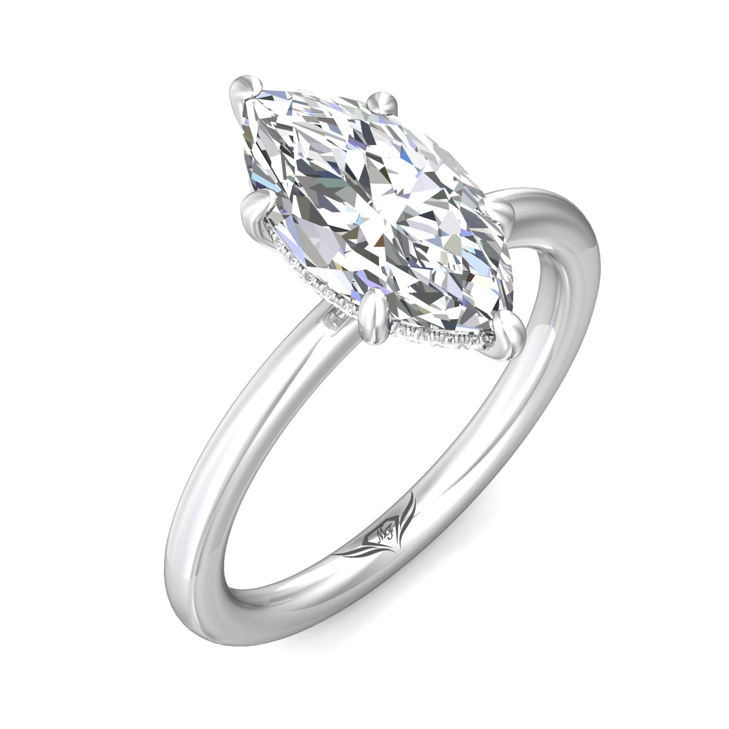 14K White Gold Marquise Diamond Engagement Ring