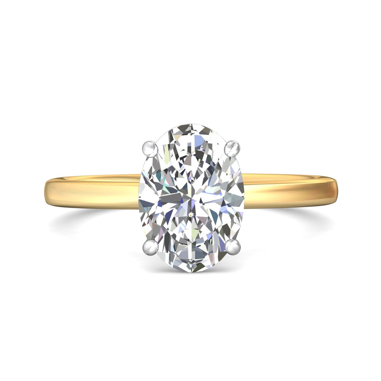 14K Yellow Gold and Platinum Oval Diamond Engagement Ring