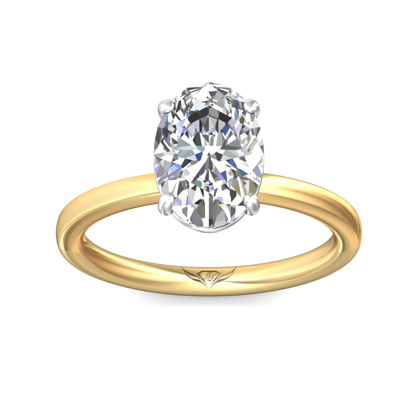 14K Yellow Gold and Platinum Oval Diamond Engagement Ring