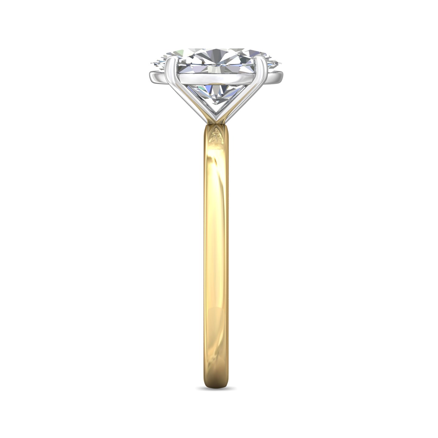 14K Yellow Gold and Platinum Oval Diamond Engagement Ring