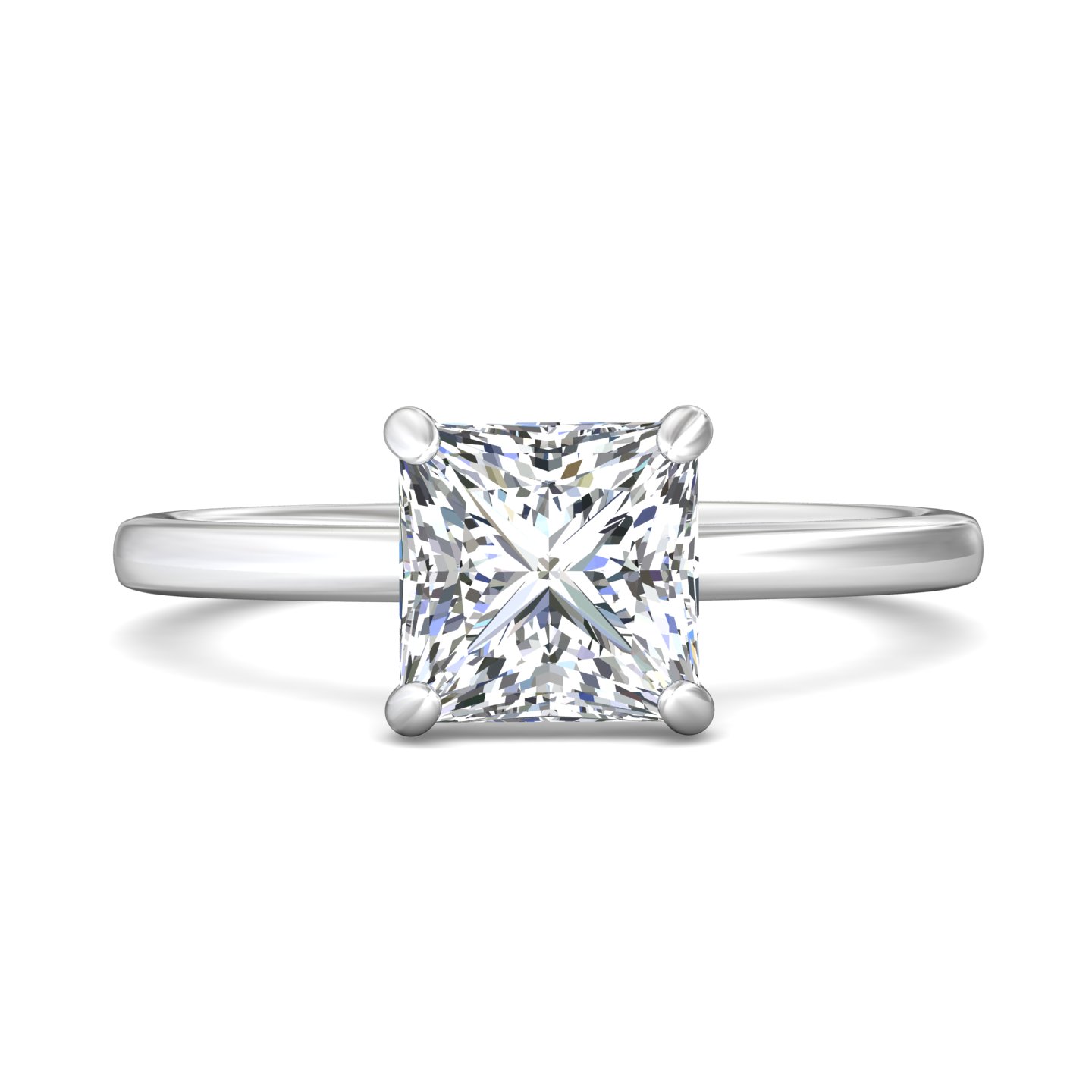 14K White Gold Princess Diamond Engagement Ring